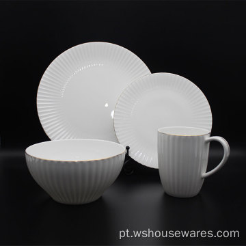 Luxo Gold Gold Ceramic Dinnerware Set Tableware